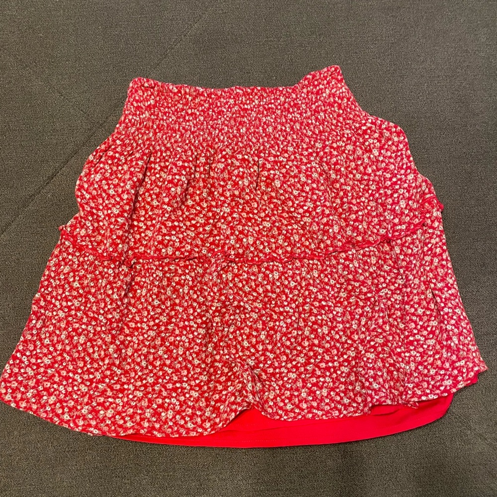 Red floral Hollister mini skirt